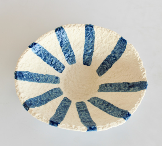 Medium Blue Stripe Ceramic Bowl